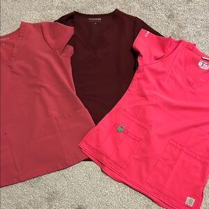 Carhartt and Mandala Women's Scrub Tops - Red and Pink
